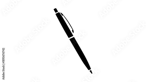 Elegant Black Ballpoint Pen Icon for Business and Signature