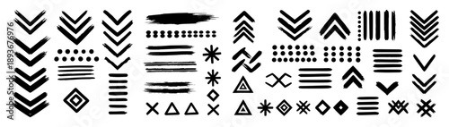 Hand drawn tribal pattern elements and ethnic geometric ornaments