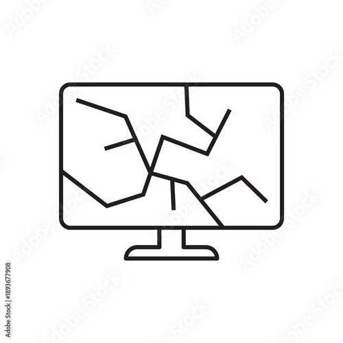 Smashed and broken screen computer monitor icon