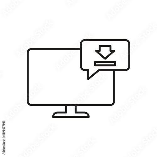 Download file arrow on computer screen icon