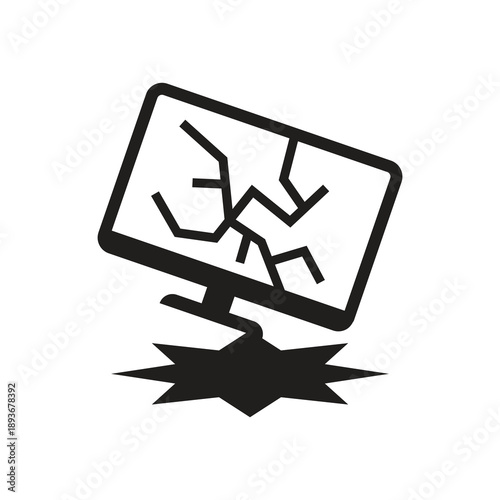 Broken glass cracked monitor screen solid icon