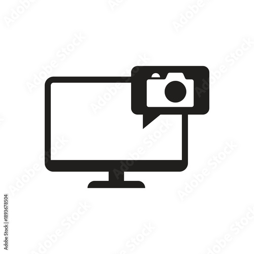 Digital camera photography on computer screen icon