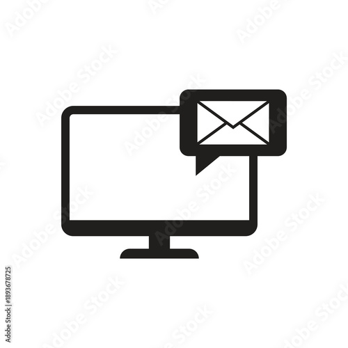 Email envelope message icon on computer screen