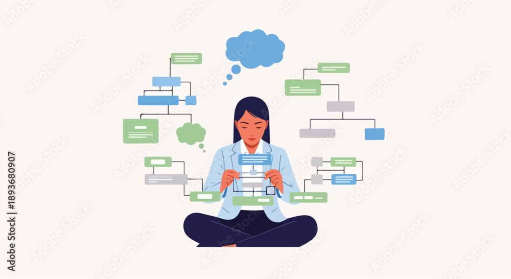 Fototapeta premium Thought Organization System for Cognitive Clarity and Strategy illustration