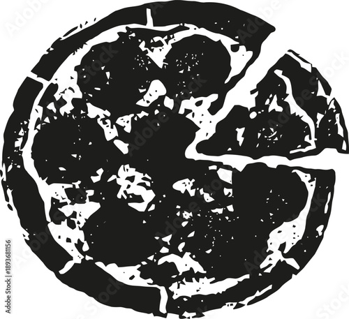 Pepperoni pizza slice being taken from whole pizza, food icon, italian cuisine concept