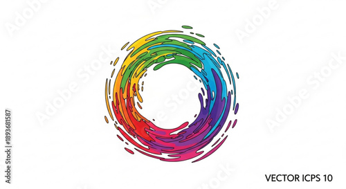 Vibrant rainbow swirl vector illustration with colorful brush strokes on white background for creative designs