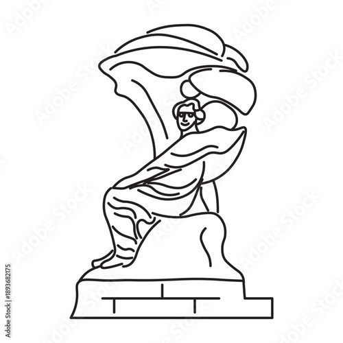 Frederic Chopin monument in Warsaw. Famous polish composer statue and music symbol. Vector illustration. Minimalist line art icon