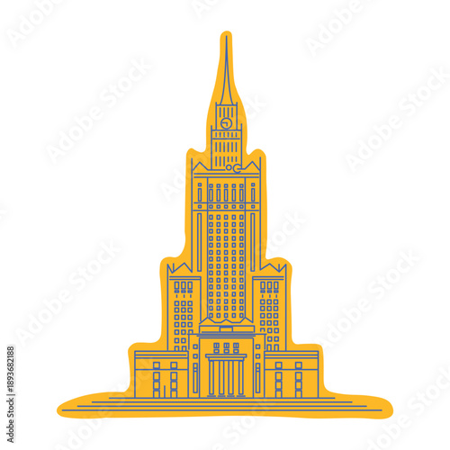 Palace of Culture and Science in Warsaw. Famous polish landmark and soviet style architecture vector.