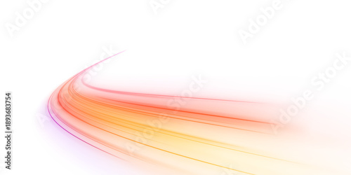 Flowing light paths intersect, forming an energetic visual rhythm. Bright gradients highlight movement and speed. Abstract technology inspired background illustration. PNG