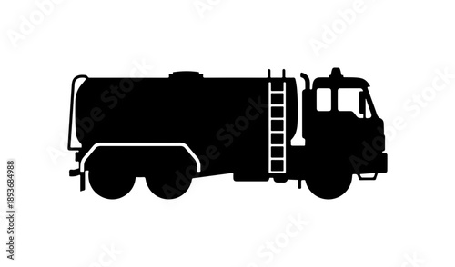Black Silhouette of a Tanker Truck