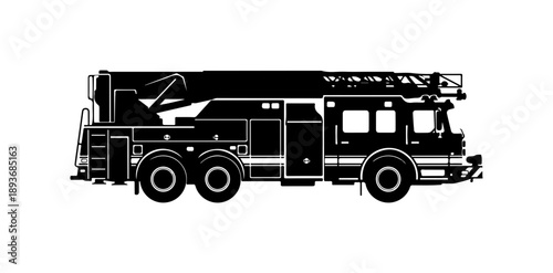 Black Silhouette of Fire Truck