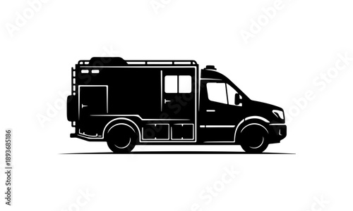 Black Silhouette of a Camper Van