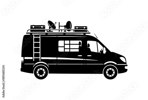 Black Silhouette of Adventure Van