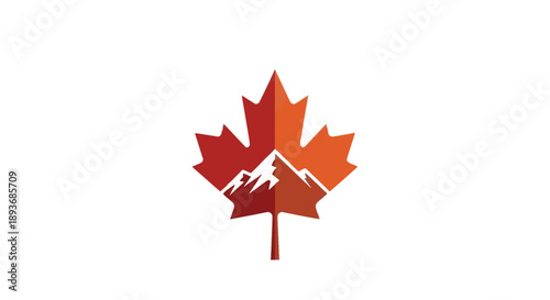 Maple Leaf with Mountains Logo Design.