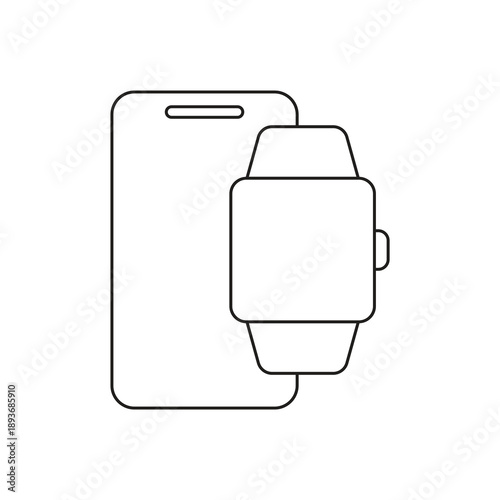 Smartphone and smartwatch wearable line icon
