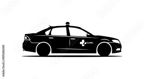 Silhouette of Black Ambulance Vehicle