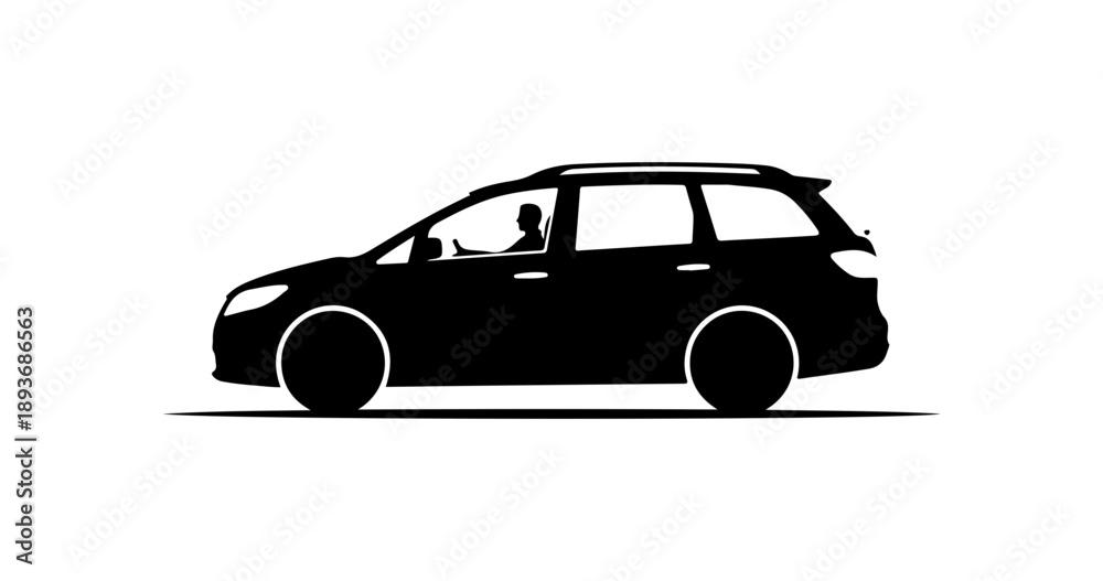 Fototapeta premium Black Silhouette of a Car in Vector Format