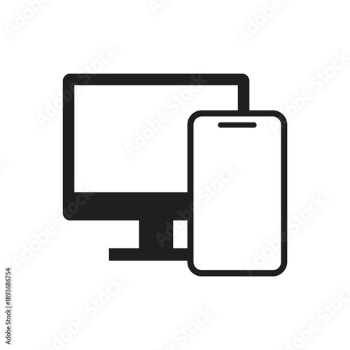 Computer and smartphone solid glyph icon