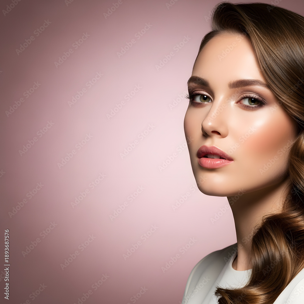 Naklejka premium Isolated beautiful women model portrait with smooth skin looking away