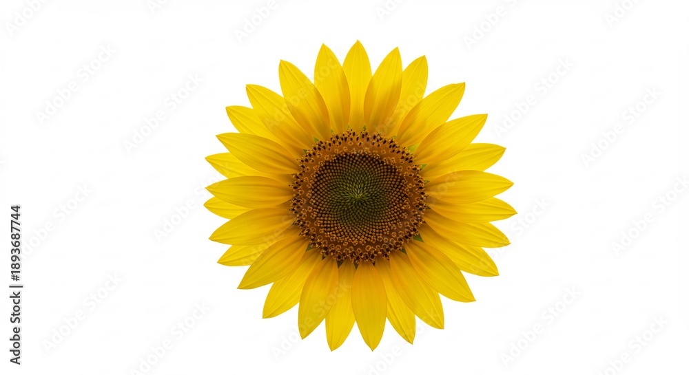 Fototapeta premium 澄み切った光が当たる純粋な白い背景で鮮やかなひまわりが力強く咲き誇り夏の明るくポジティブなエネルギーを表現する. AI Generated