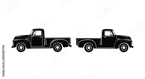 Fotografía Vintage pickup trucks silhouette a classic automotive design side view illustrat