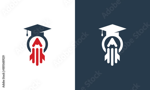 Education Rocket Logo Symbol of Academic Achievement and Growth.