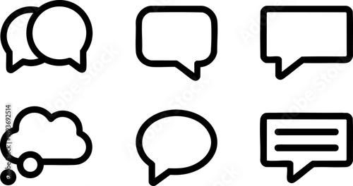 Speech Bubble Icon Set – Chat, Message, and Communication Symbol Line Art Vector EPS Collection