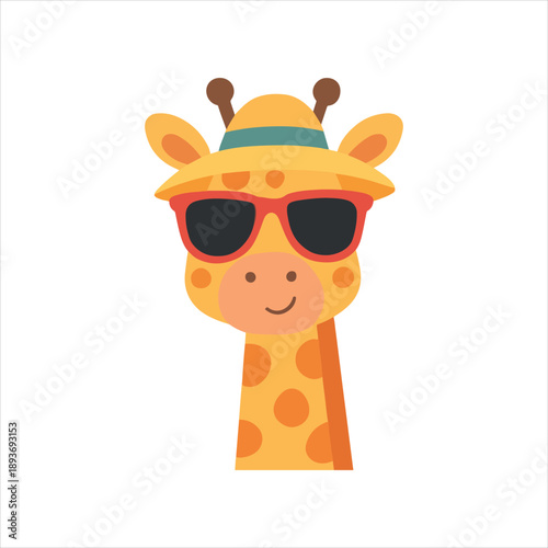 Giraffe in Sunglasses illustration, Cute Summer Clipart, Cute Little Summer Art, summer Beach design