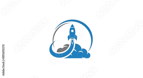 Rocket Launching into Space with Smoke Trails.