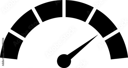Speed gauge icon showing performance meter for efficiency, progress and power measurement