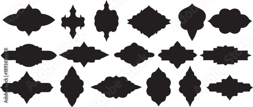 Ornate Moroccan and Arabic decorative shapes and frame collection. Vector illustration