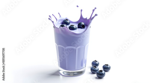 Wallpaper Mural A refreshing glass of blueberry yogurt with vibrant purple splash and fresh blueberries nearby. Torontodigital.ca