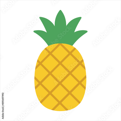  Pineapple with Green Crown illustration, Cute Summer Clipart, Cute Little Summer Art, summer Beach design element
