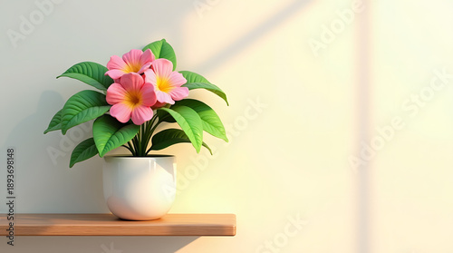 Wallpaper Mural A vibrant pink flower arrangement in a white pot, showcasing bright colors and natural beauty. Torontodigital.ca