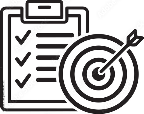 Achieving Success Checklist with Target and Arrow Illustration eps file