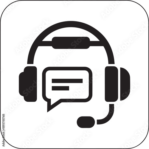 Customer service headset with speech bubble icon in a simple design eps file