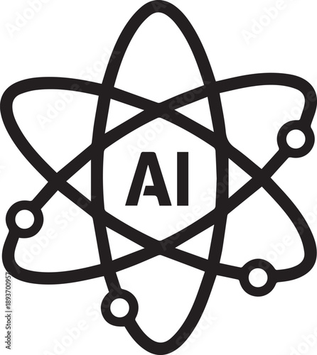 Simple vector illustration of AI symbol with atomic structure in modern design eps file style