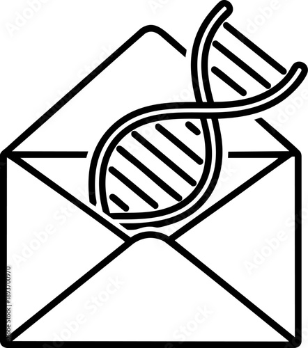 DNA in envelope icon symbolizing genetic test results and biotechnology communication