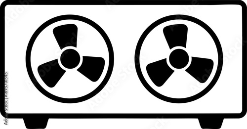 Cooling fan unit icon showing ventilation system with twin propellers in black outline