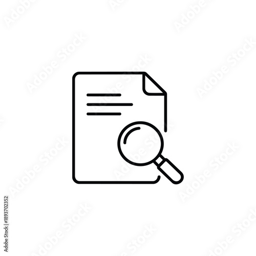 Ethics document review icon black and white vector magnifying glass inspecting policy paper line illustration