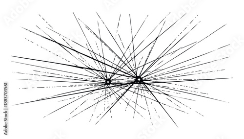 Dynamic abstract black lines bursting from two central points creating a modern shattered effect perfect for various graphic resource applications and striking visual content.