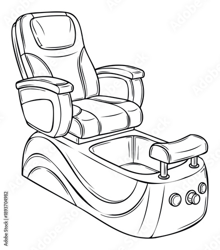 A sleek modern pedicure chair with an integrated foot bath basin designed for luxury beauty salons and spa centers, perfect for promoting relaxation and wellness services.