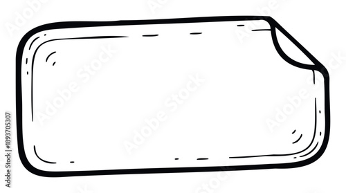 A versatile handdrawn rectangular frame with rounded corners and a playfully peeled upper right edge, perfect for adding custom text, reminders, or messages in social media graphics and