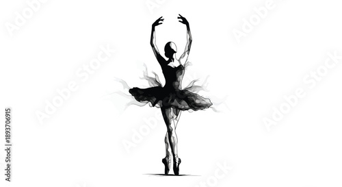 Elegant ballerina dancing dynamically in modern ballet pose