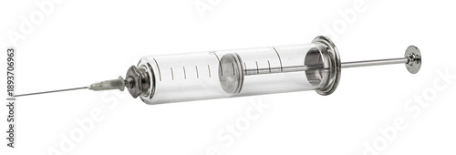 Vintage glass syringe showing antique medical tool for healthcare history