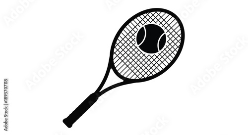 Tennis racket hitting ball in action