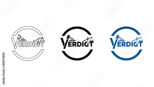 Verdict Legal Logo Template with Gavel and Scales of Justice - Law Firm Branding Icon 