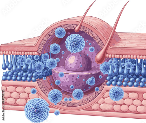 create a realistic Laser treatment for acne scar and skin resurfacing 3D illustration vector art with white background..