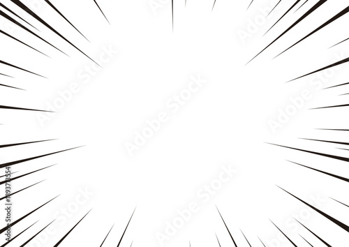 強調・驚きを表現するコミック調の集中線背景（黒）