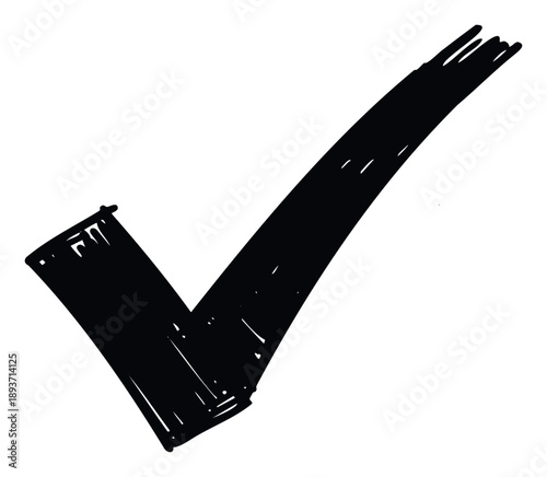 Hand drawn black checkmark symbol representing approval completion and correctness perfect for visual communication in checklists surveys and business presentations